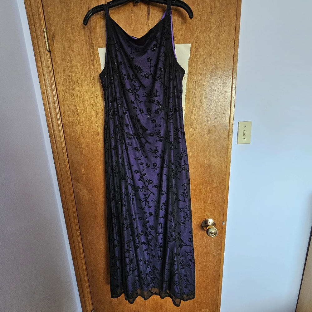 Helene Blake Elegant Purple and Black Dress Size 16